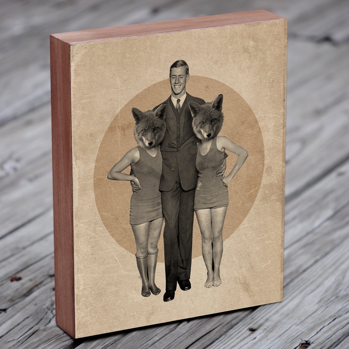 Foxy Ladies Wood Block Print