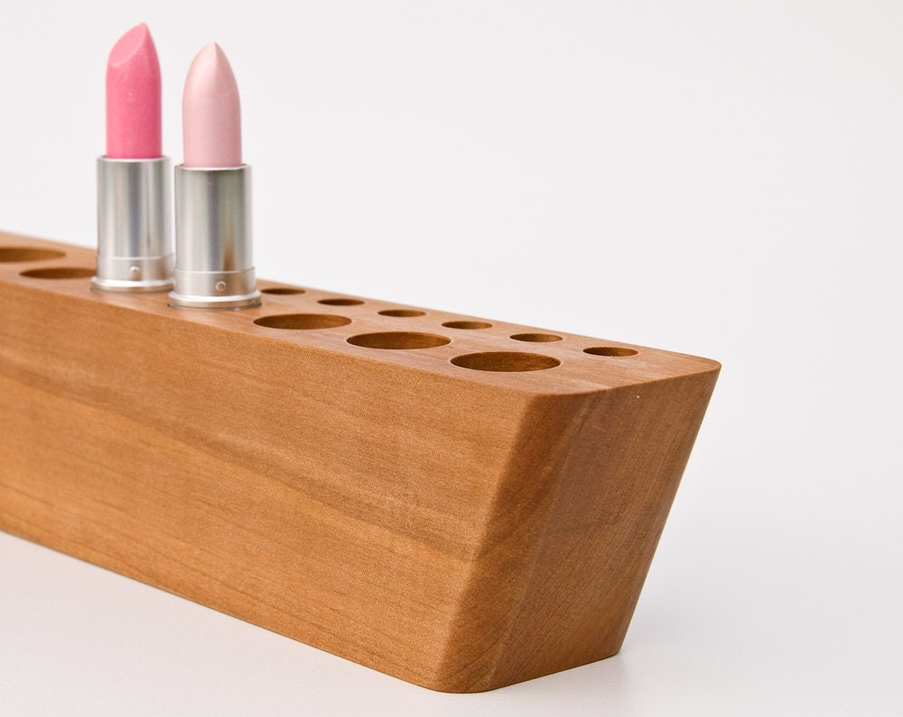 Pear Wood Cosmetic Makeup Organizer Brush Lipstick Holder SCARLETT P