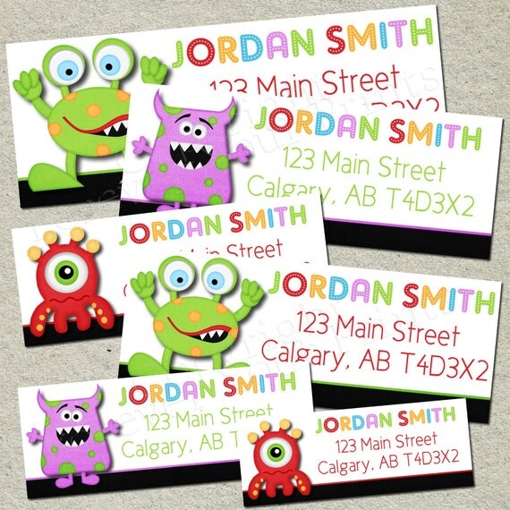 Monster Party Return Address Labels - DIY - Print Unlimited Copies Il_570xn
