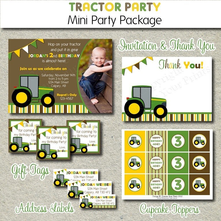 Tractor Birthday Party Package - Party Invite - Printable Il_570xn