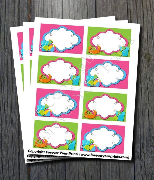 Beach Party Buffet Cards - INSTANT DOWNLOAD Il_570xn
