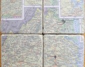 Virginia, Washingtion DC, old time vintage Atlas Map Rustic Coasters