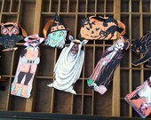 Vintage garland Halloween Banner 1930/1940-standing gremlins/witch/pirate/owl/ghost/cat-Die Cut Decorations
