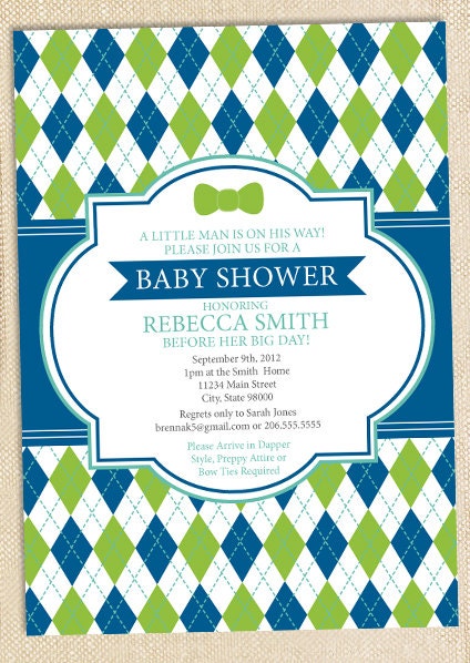 Preppy Bowtie Baby Shower invitation - set of 12 Il_570xn