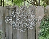 White Shabby Chic Metal Wall Decor/ Fleur De Lis / Patio / Indoor / Outdoor Wall decor / Wrought Iron Wall decor / Shabby Chic Decor