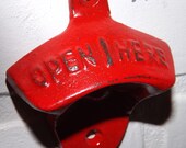 Bright Red Bottle Opener / Cast Iron /Vintage Inspired / Mancave /Kitchen Decor / / Shabby Chic Decor