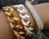Brand New, The Nile, Chunky Single Chain Link Bracelet, 18K Gold or Silver Plated Metal Chain