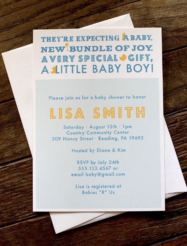 Eco Friendly Baby Boy Rhyme Time Shower Invitation