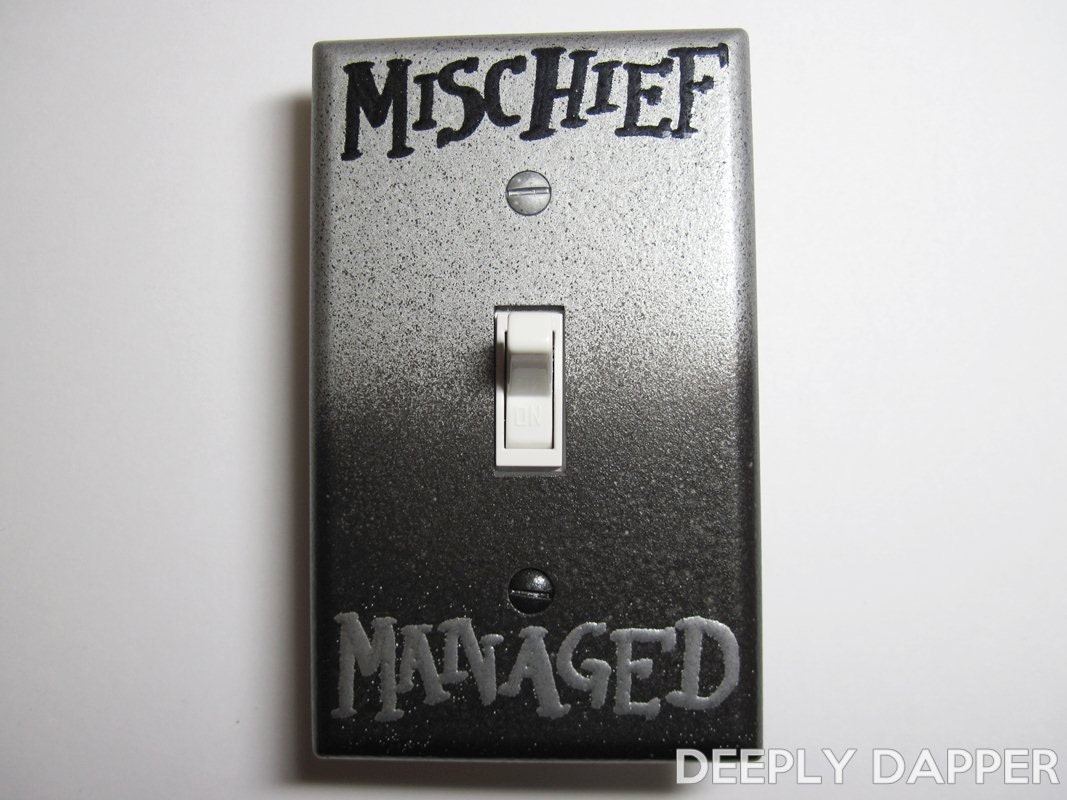 Mischief Managed Silver and Black Standard Light Switch Plate - DeeplyDapper Spells