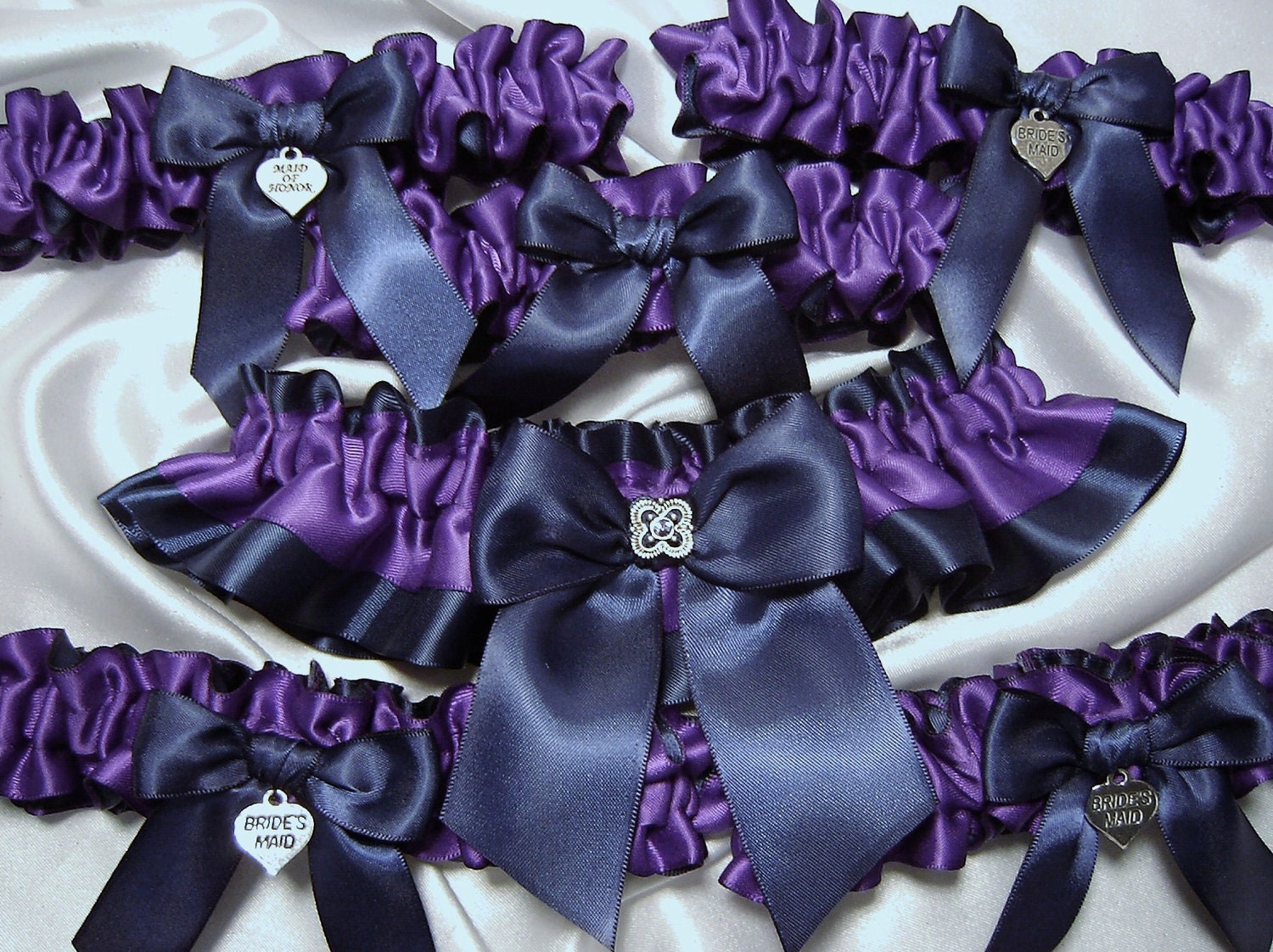 Custom Keepsake Garter Set and Wedding Party Package For Six (6) Maids - Your Custom Colors
