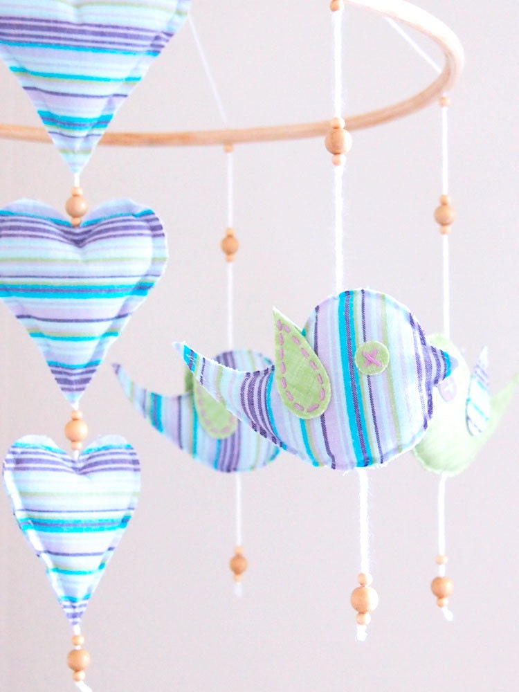 Free as a Bird--Mobile in lavender & lime (ready to ship/medium)