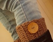 Ribbed crochet Boot cuffs toppers - Mink Taupe brown