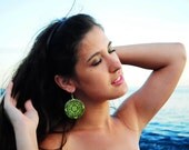 Aztecs earrings green black - tribal earrings, ethnics, resin earrings, neon jewelry print, gift idea for her - made to order