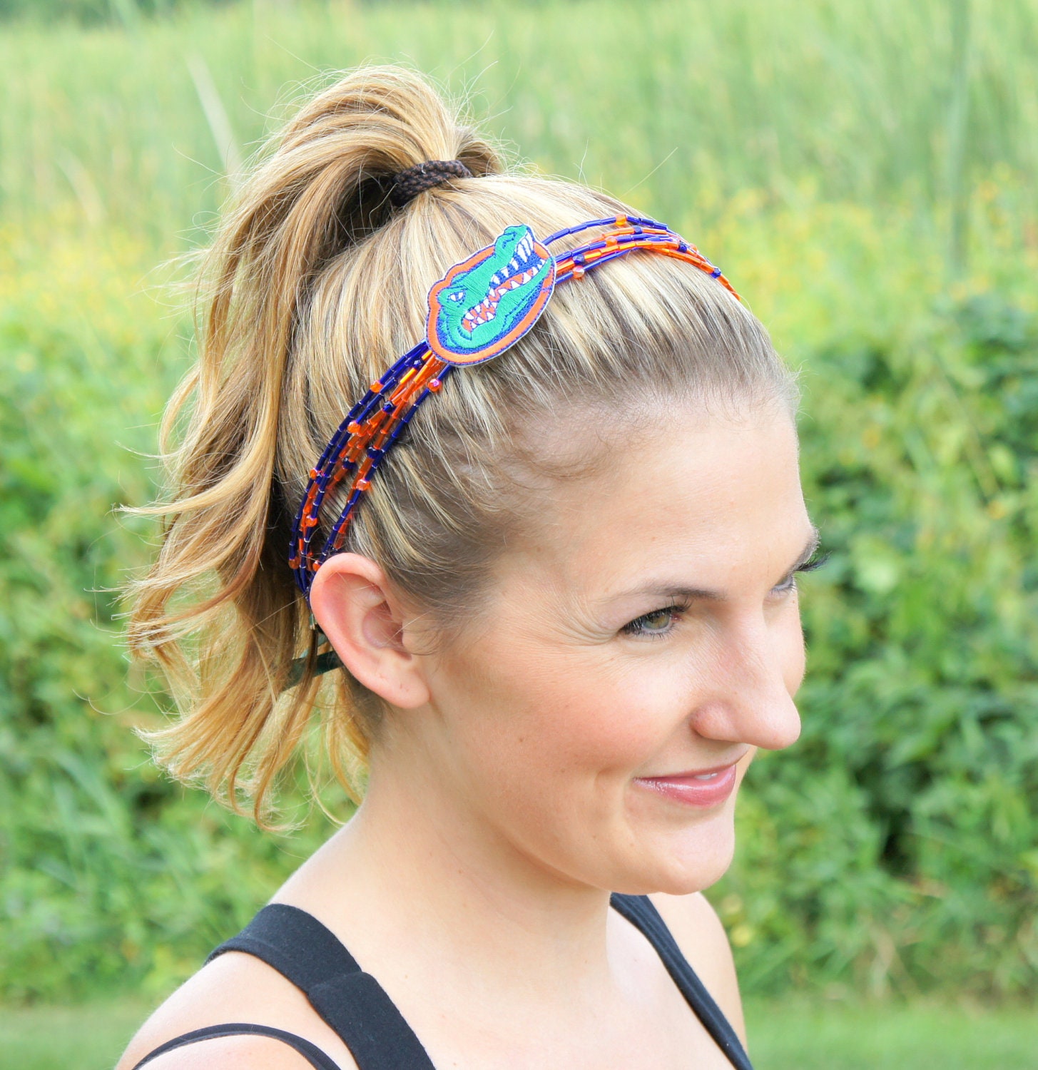 Florida Gators Beaded Headband with Czech Crystals