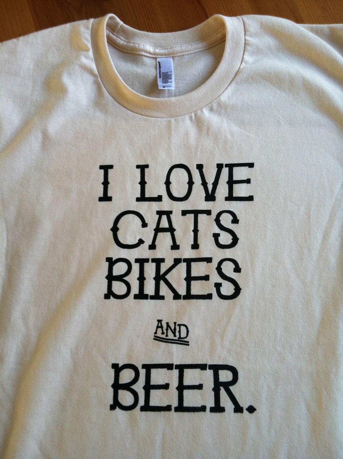 LARGE I Love Cats,Bikes & Beer Cycling Tee