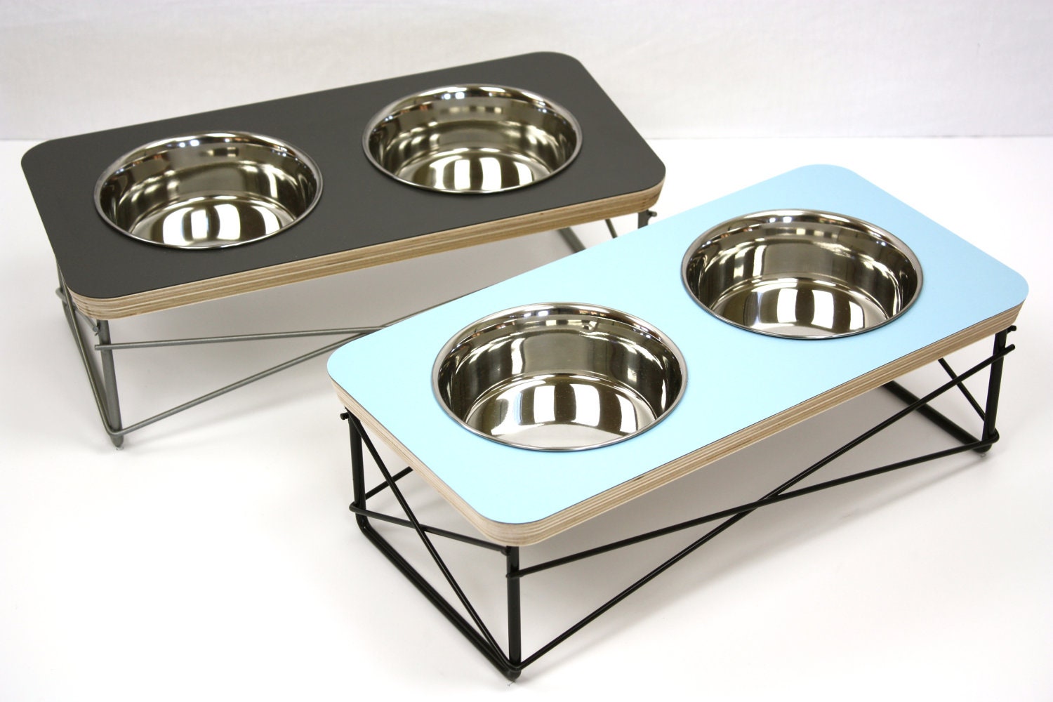 Dog Cat Food and Water Feeder / Bowl Holder - Elevated and Modern