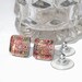 Small Dichroic Stud Earrings, Fused Glass Jewelry, Posts, Morning Dawn, Square, Shabby Chic, Pink, Peach, Coral, 3/8" 9mm (Item 30409-E)