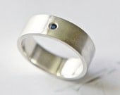 men's wedding band - engagement ring - blue sapphire sterling silver ring - handmade by lolide