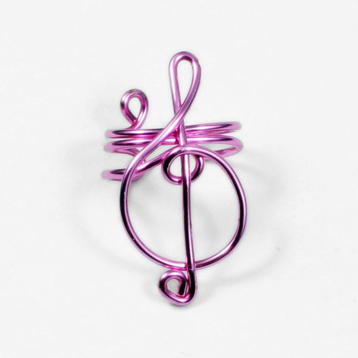 Small Treble Clef Dark Pink Ear Cuff