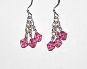 Earrings Swarovski Pink Silver Plate Dangle
