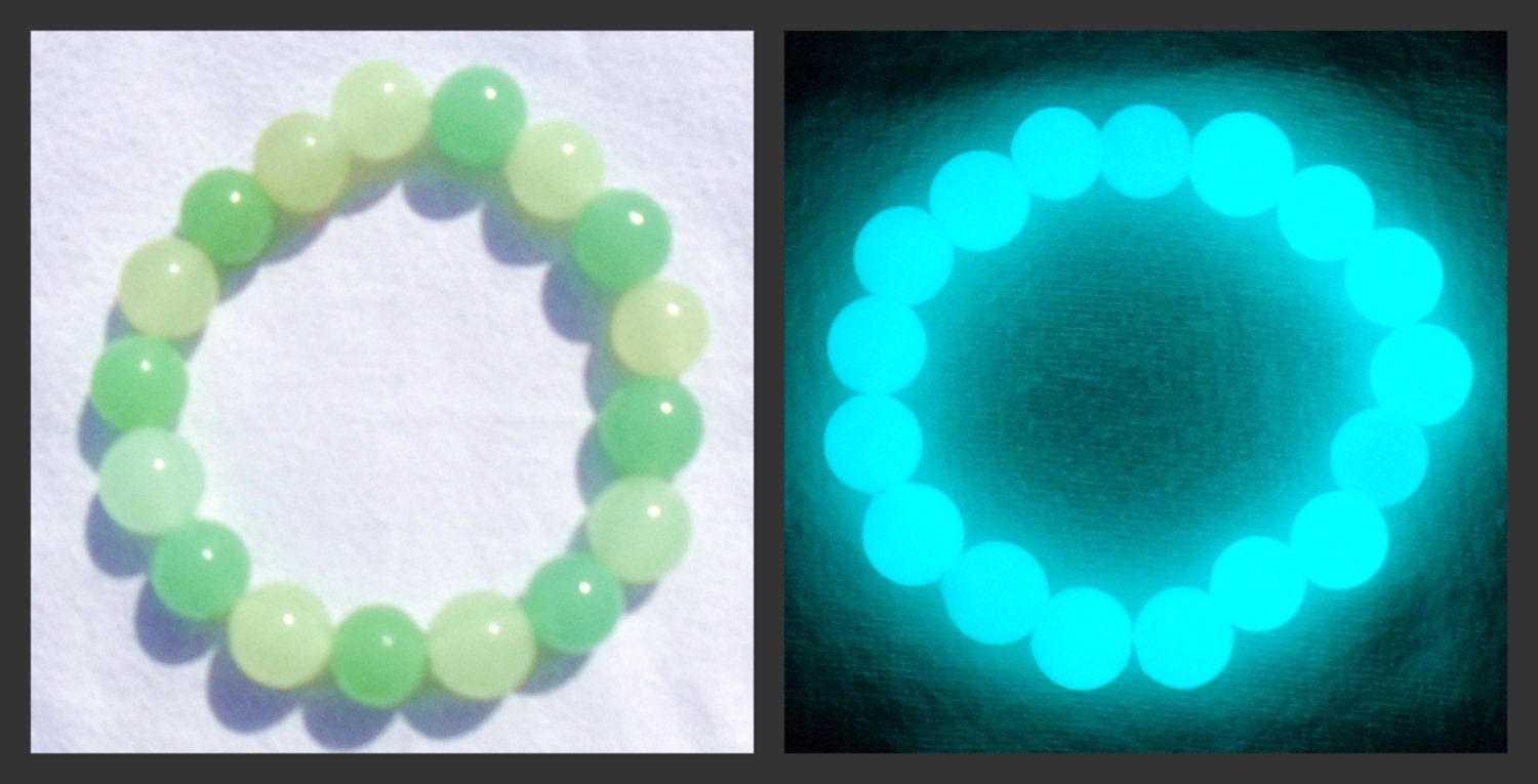 Glow in the Dark Glass Strand of 17 "Jaden Mix" Glow Glass Glow in the Dark Handmade Beads SRA I-7