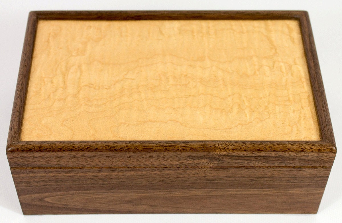 Black Walnut and Quilted Maple Keepsake Box
