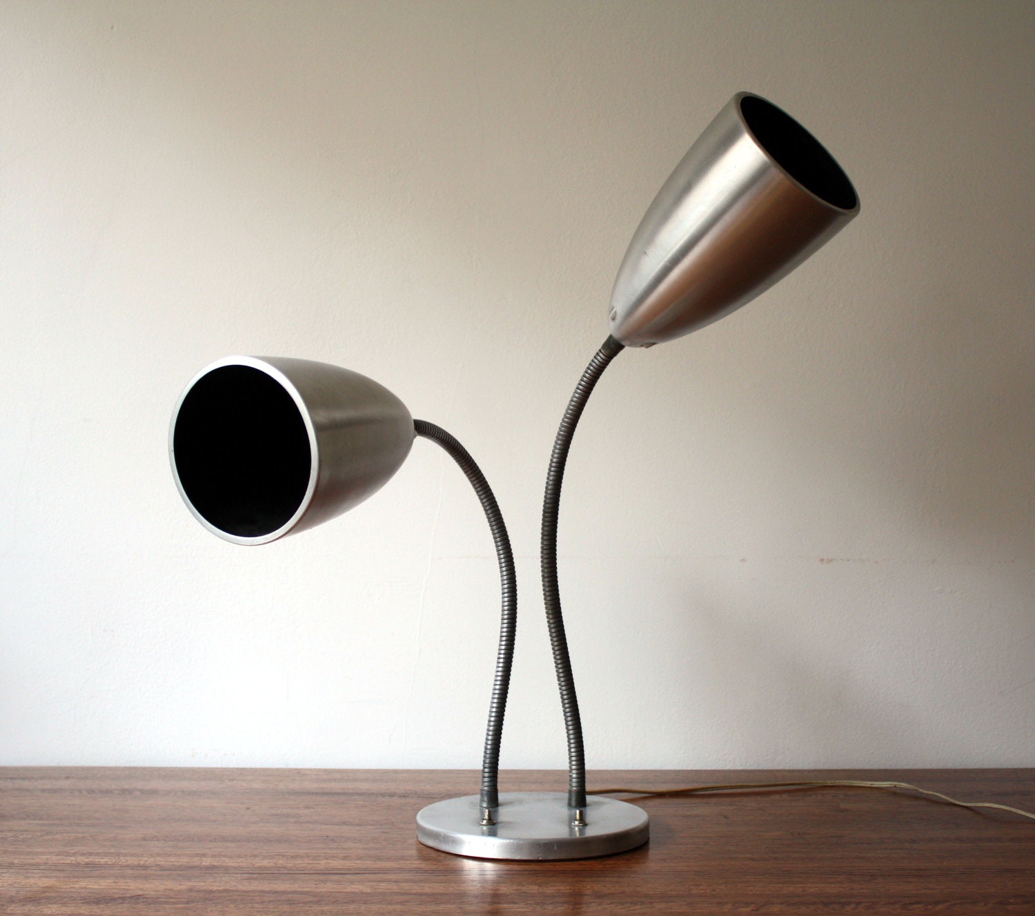 Large Aluminum Mid Century Modern Gooseneck Table Lamp