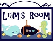 Personalized (Blue Lagoon/Ocean Life/Whale/Seahorse) Wood Sign/Plaque