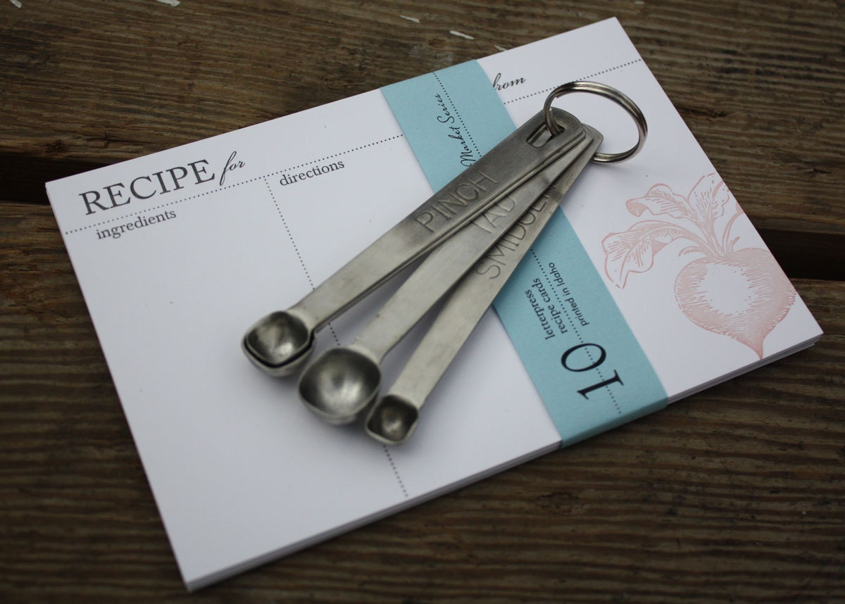 10 Farmer's Market RECIPE CARDS, set of 10 modern design (Letterpress printed, 4x6 inches) perfect gift, organize recipes