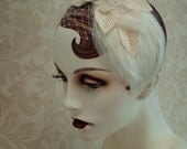 Swan Lake Feather Headpiece, 1920's Wedding Hair Accessories, Bridal Feather Fascinator, Birdcage Veil, Bridal Hair Clip,  Bridal Hair