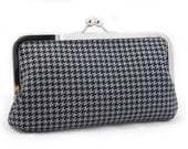 NEW Skinny Clutch - Mini Black and Gray Houndstooth