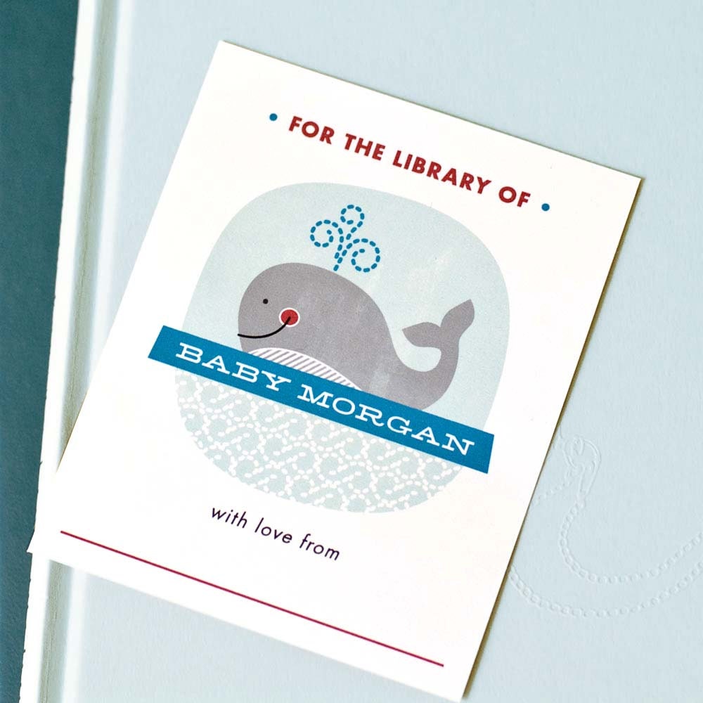 Personalized Bookplates, Baby Shower Bookplate // WHALE