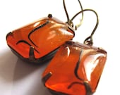 Orange Glass Claw Set Vintage Style Retro Earrings
