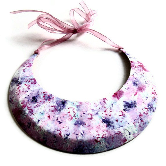 Bib Collar Necklace Crescent Hand Painted Fashion Jewelry