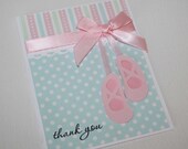 Ballerina thank you card  - pink and aqua colors