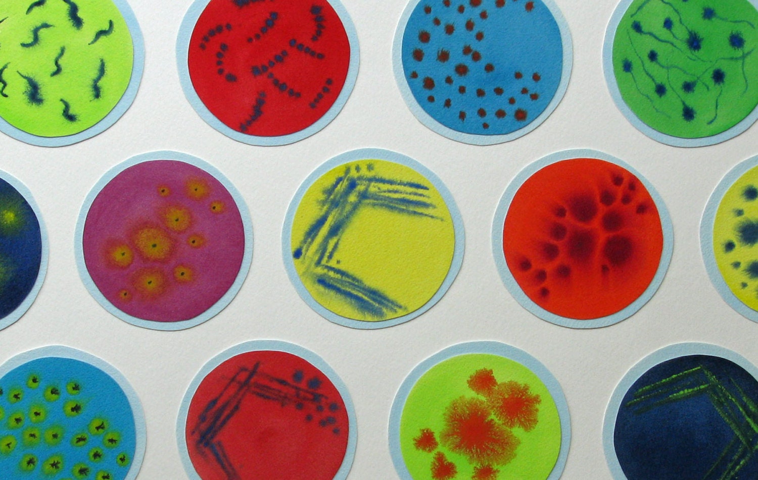 Petri Dish Spectrum 2 - original watercolor collage