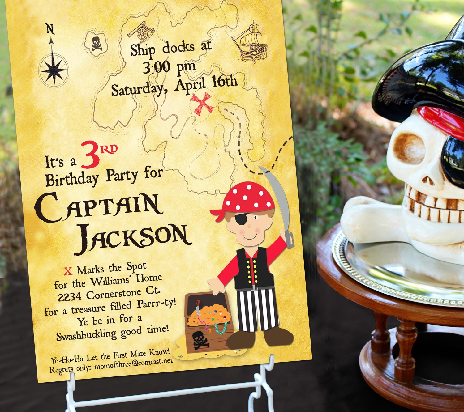 Pirate Party -- Pirate Party Invitation, Thank You, Envelope Seals & Address Label - Printable set by Amanda's Parties To Go
