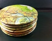 Canada Vintage Topography Map Coasters - Canada (Set of 6)