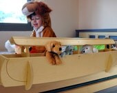 Noah's Ark Wooden Rail and Organizer for Kids' Beds, Size small, color natural birch