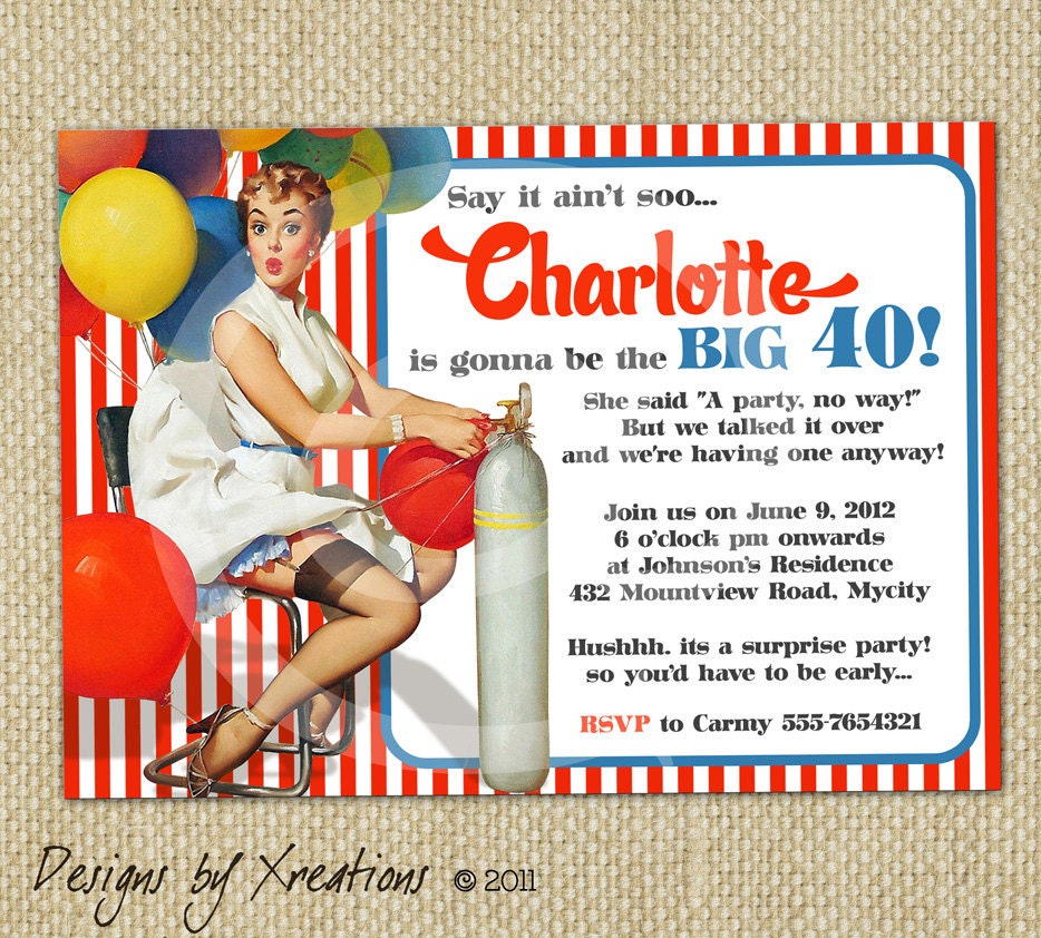 Retro Pinup Girl Invitation - Birthday, Wedding, Bridal Shower, bachelorette party Invitation - Customizable Wordings - Print your own