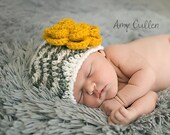 SALE - Save 15% - Baby Girl Hat - Chevron Hat - Girl Baby Hats -Chevron Grey Hat - Zig Zag Baby Hat  -  Girl Hat- -by JoJosBootique