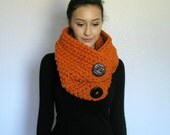 The Verdun, chunky buttoned cowl scarf - PUMPKIN