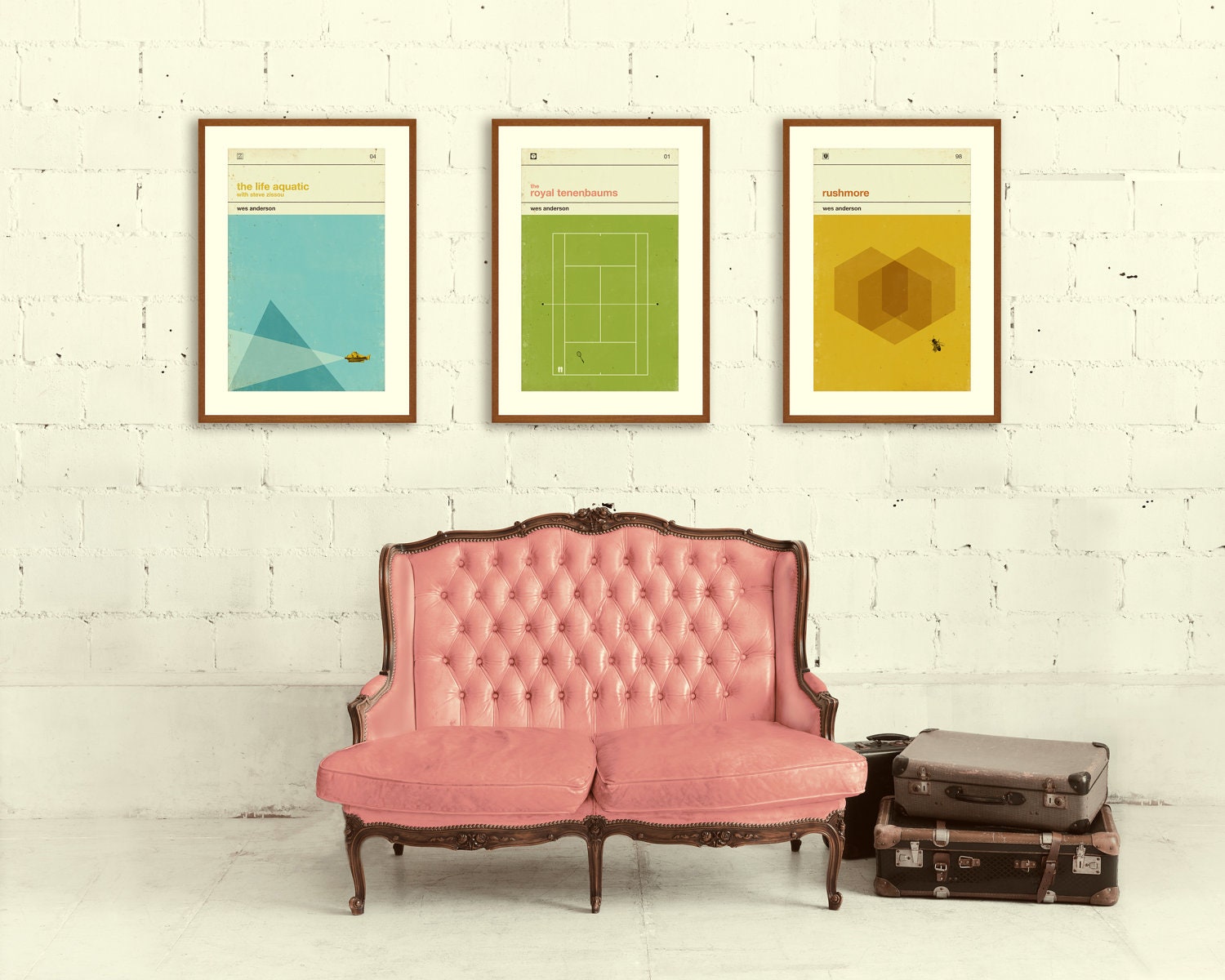 WES ANDERSON Inspired Posters, Art Print Movie Poster Series - 12 x 18 Minimalist, Graphic, Mid Century Modern, Vintage Style, Retro Home