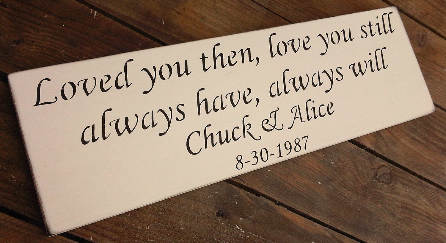 Customized Anniversary Sign "Loved You Then, Love You Still, Always Have, Always Will" 6 x18 Your colors