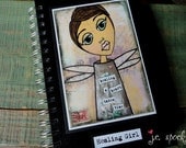 Lined Journal: Healing Girl Medium Lined Journal, Mixed Media art journal, blank journal, wirebound journal, Inspirational Art, 8.5x5.5