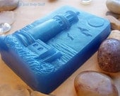 Lighthouse Soap Bar Handmade Glycerin Soap Blue Ocean Beach Nautical Shore Bath Art