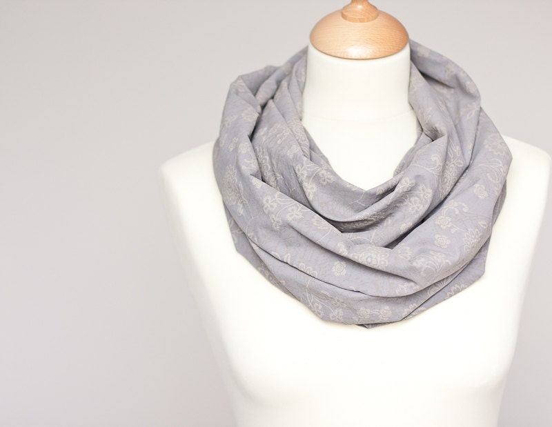 Infinity Gray Scarf Versatile Cowl Loop Silver Taupe urban modern neutral