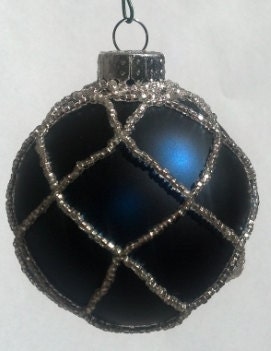 Beaded Christmas Ornament Net - Diamond Web