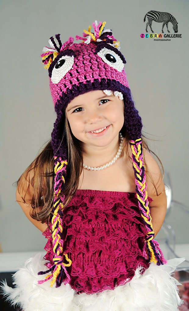 Googly Eyed Pink Monster Hat Crochet or choose your color scheme