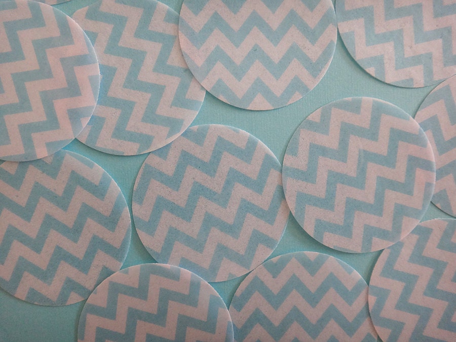 Baby Blue Chevron Herringbone edible image wafer papers for your iced cookies, cake, chocolate and cupcakes